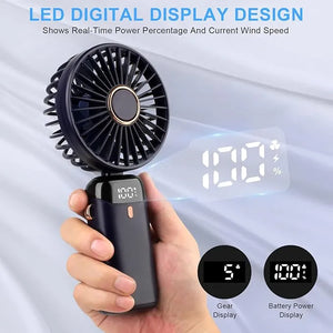 Portable Mini Fan – Handheld & Neck Hanging, 3000mAh, 5-Speed Adjustable